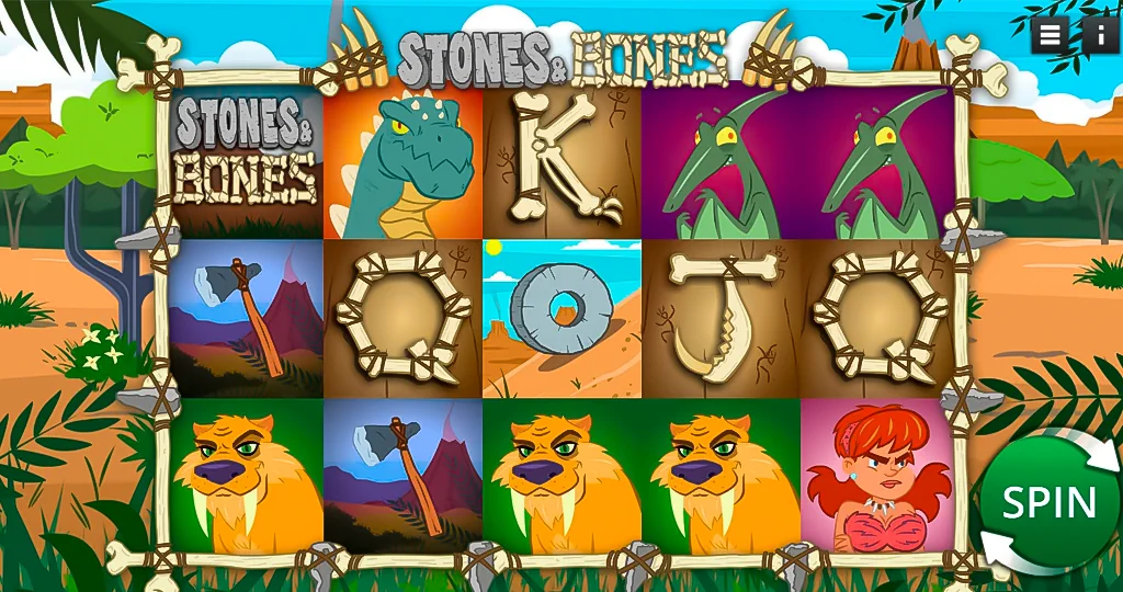 Stones & Bones is a slot machine by Saucify